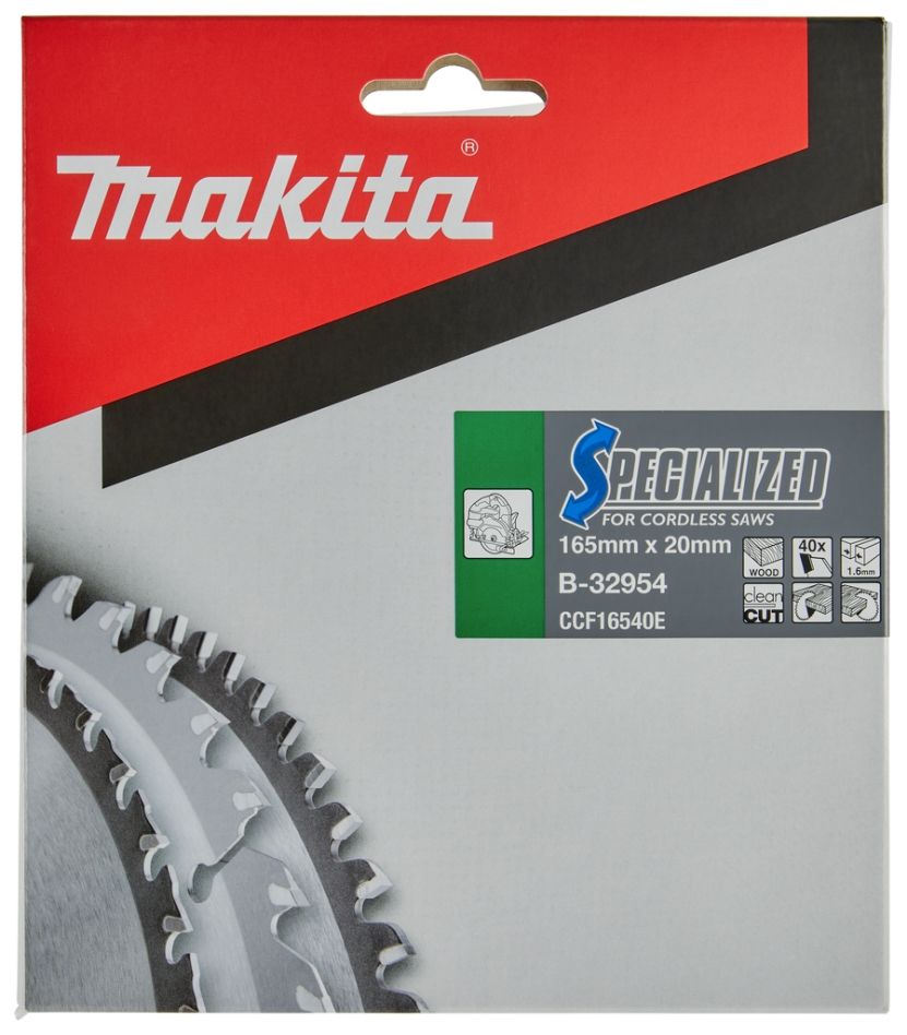 Makita Tilbehør B-32954 Træsavklinge Specialiseret 165x20x1.6 40T 18G