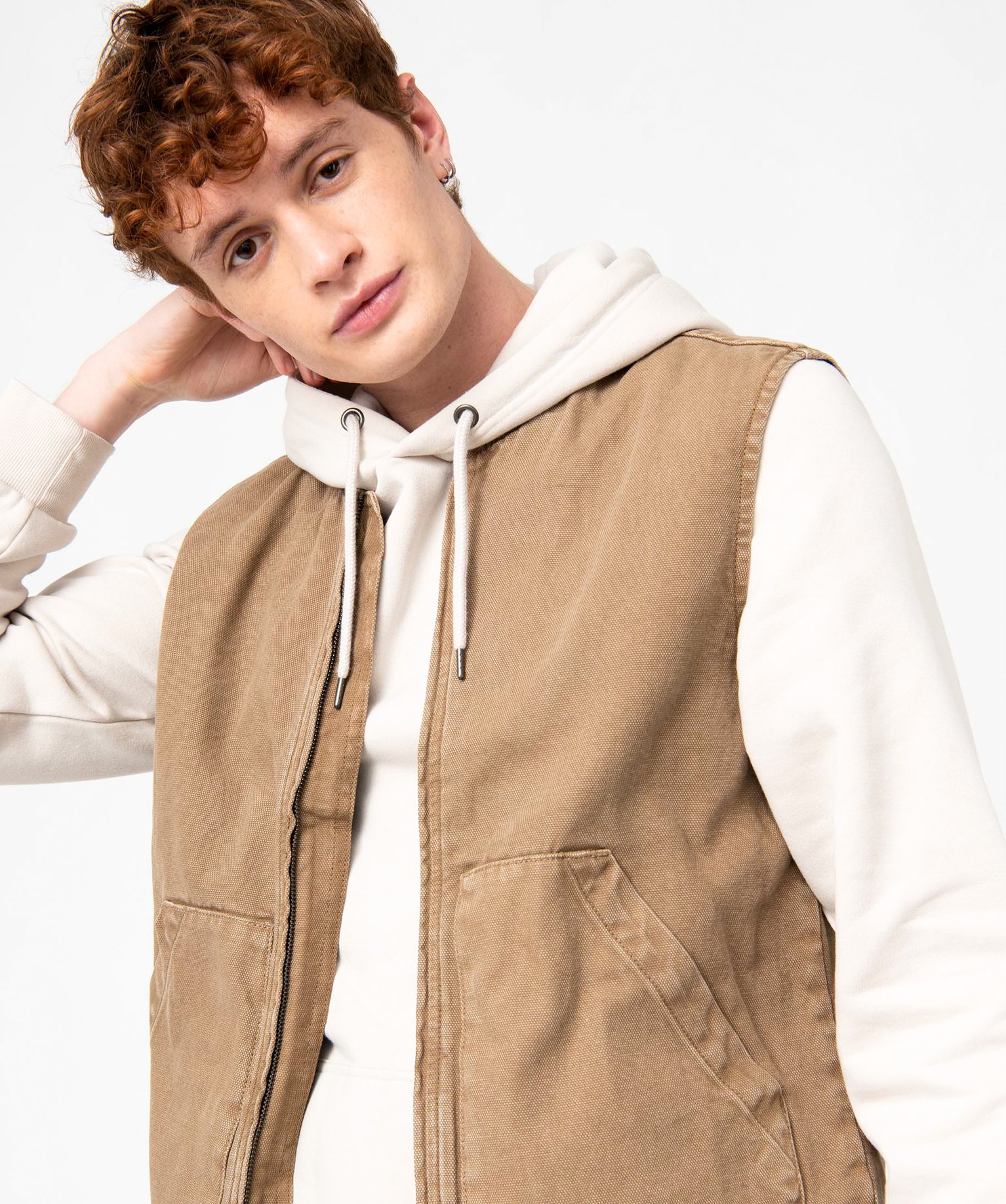 Veste sans manches à fermeture zippée homme beige fonce | GEMO