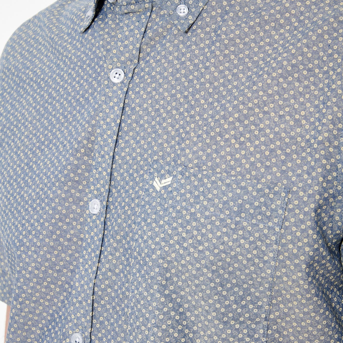 MAEL   Chemise  grise/bleue fleurie Homme en 100% coton