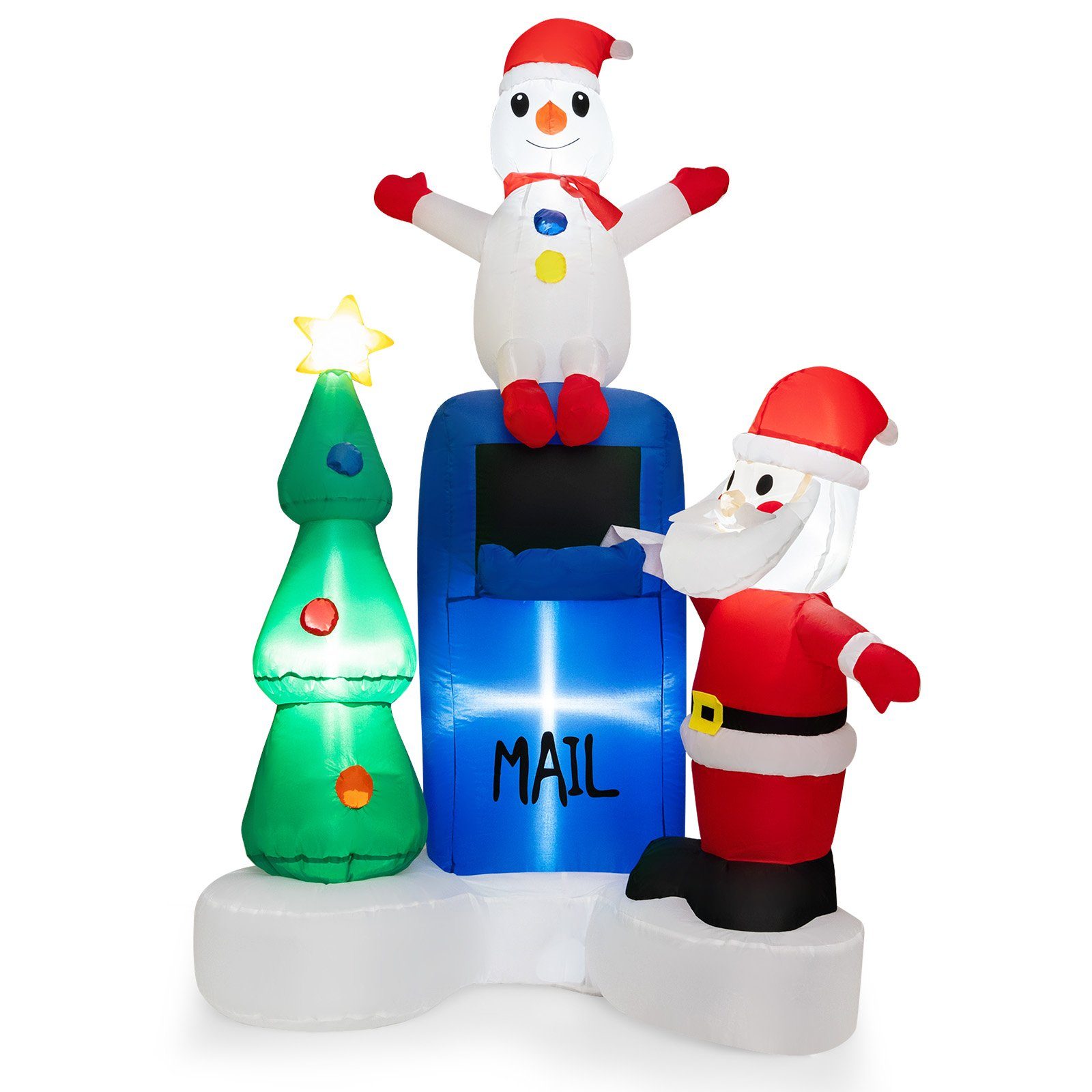 COSTWAY Weihnachtsmann, mit integrierten LED-Lichtern, aufblasbar, 185 cm