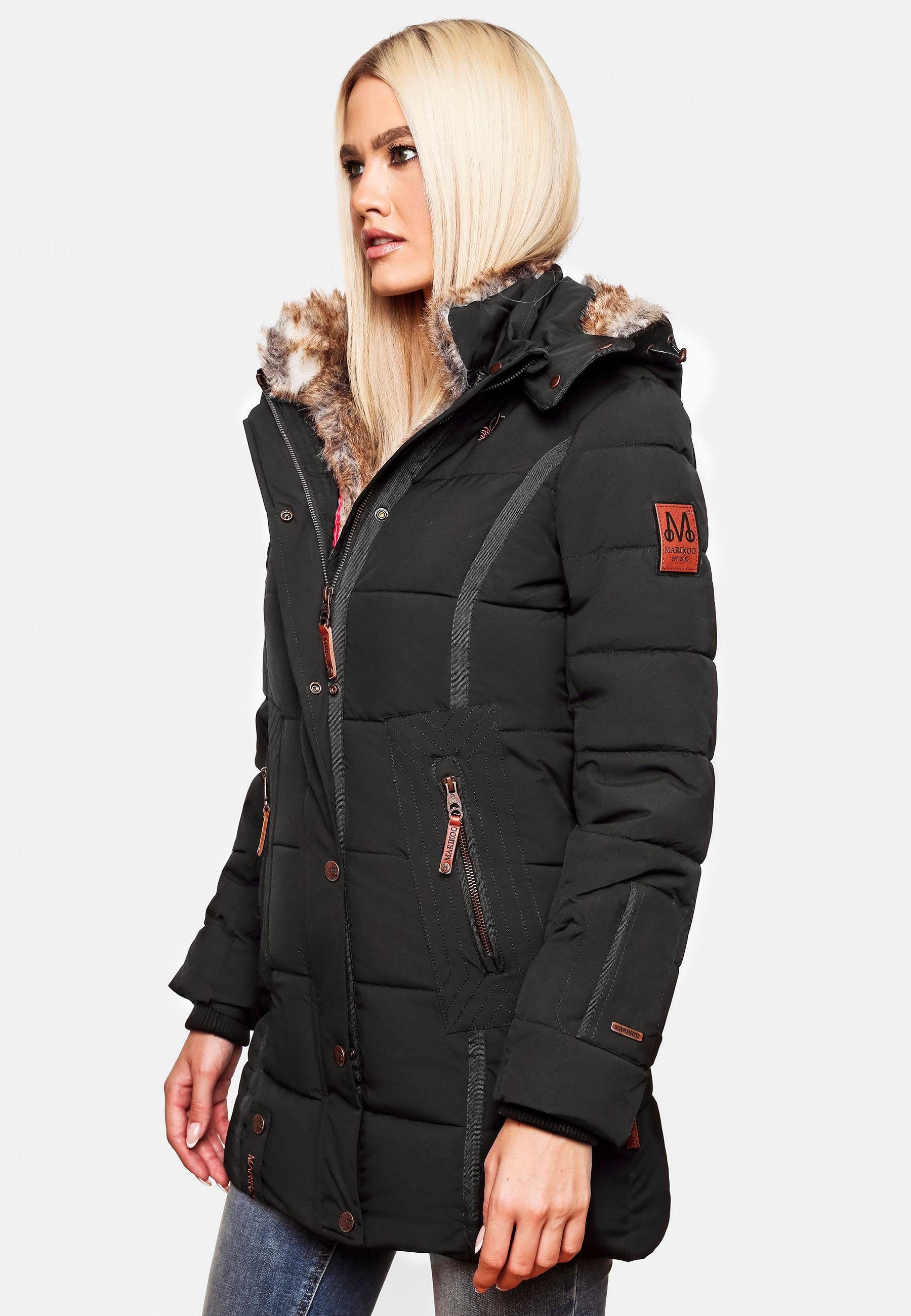 Marikoo Winterjacke Nekoo stylische Damen Steppjacke mit großer Kapuze