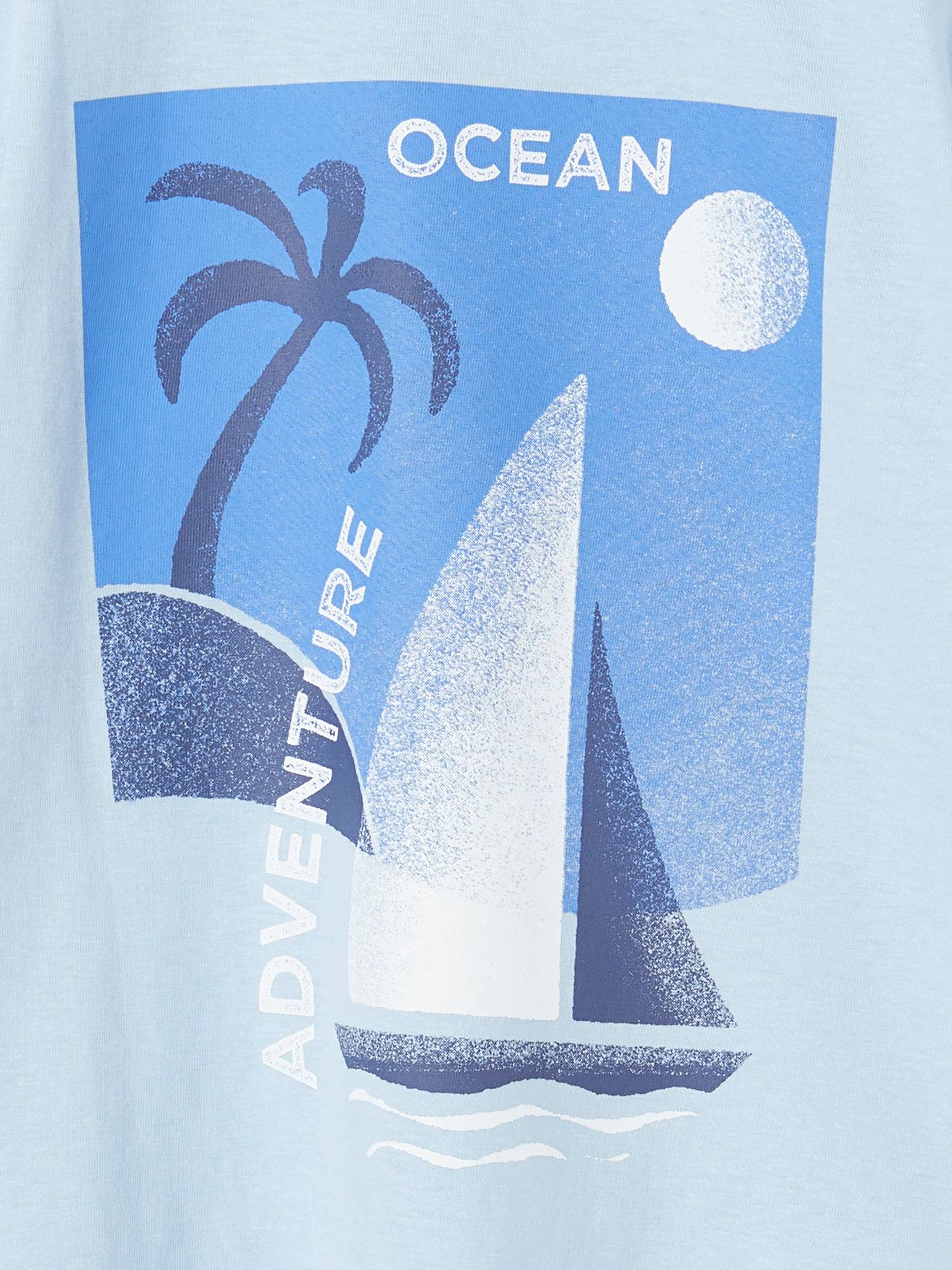 Vertbaudet Jungen T-Shirt mit Print hinten Oeko-Tex - himmelblau