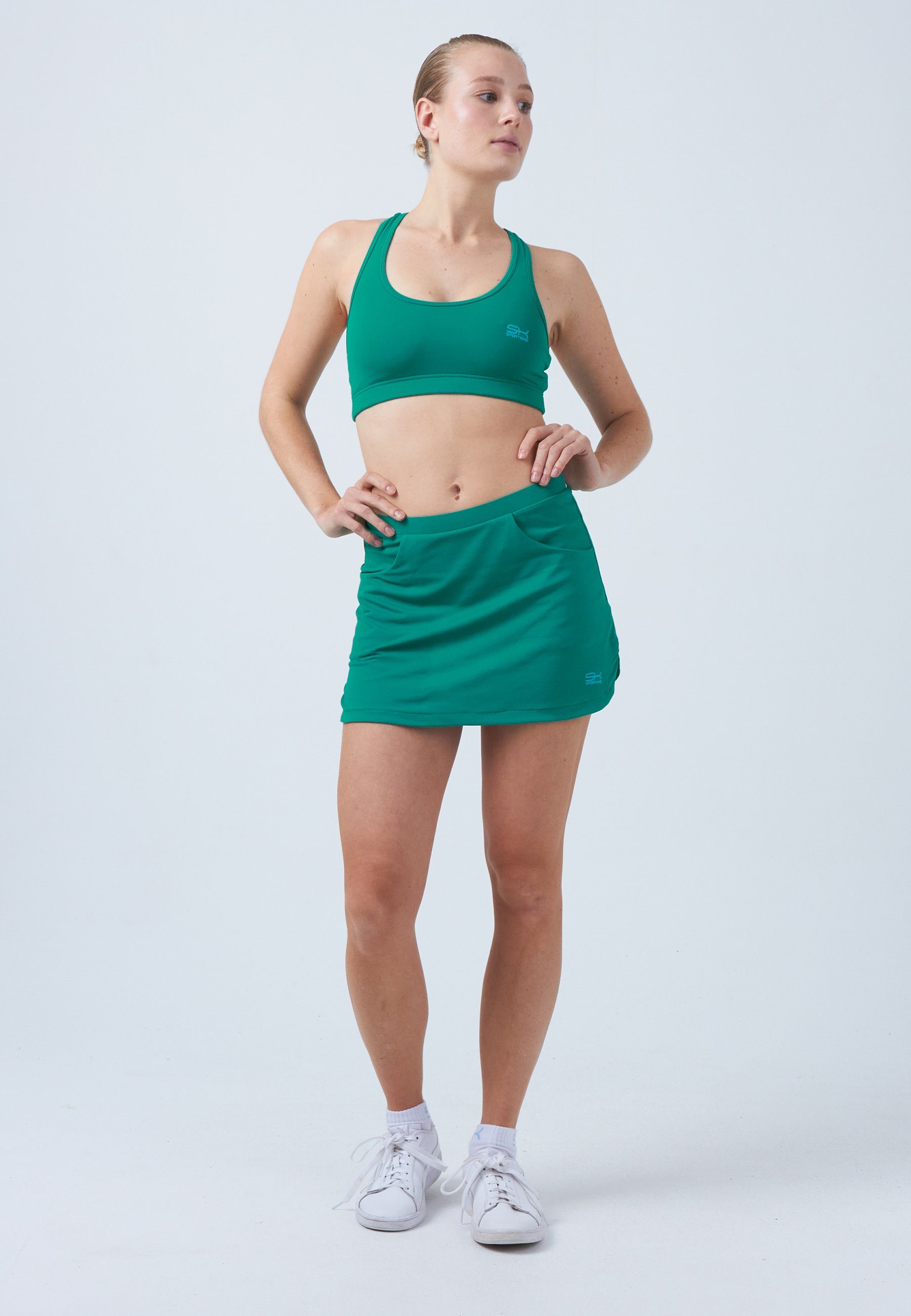 SPORTKIND Tennisrock Classic Tennis Skort mit Taschen Mädchen & Damen smaragd grün