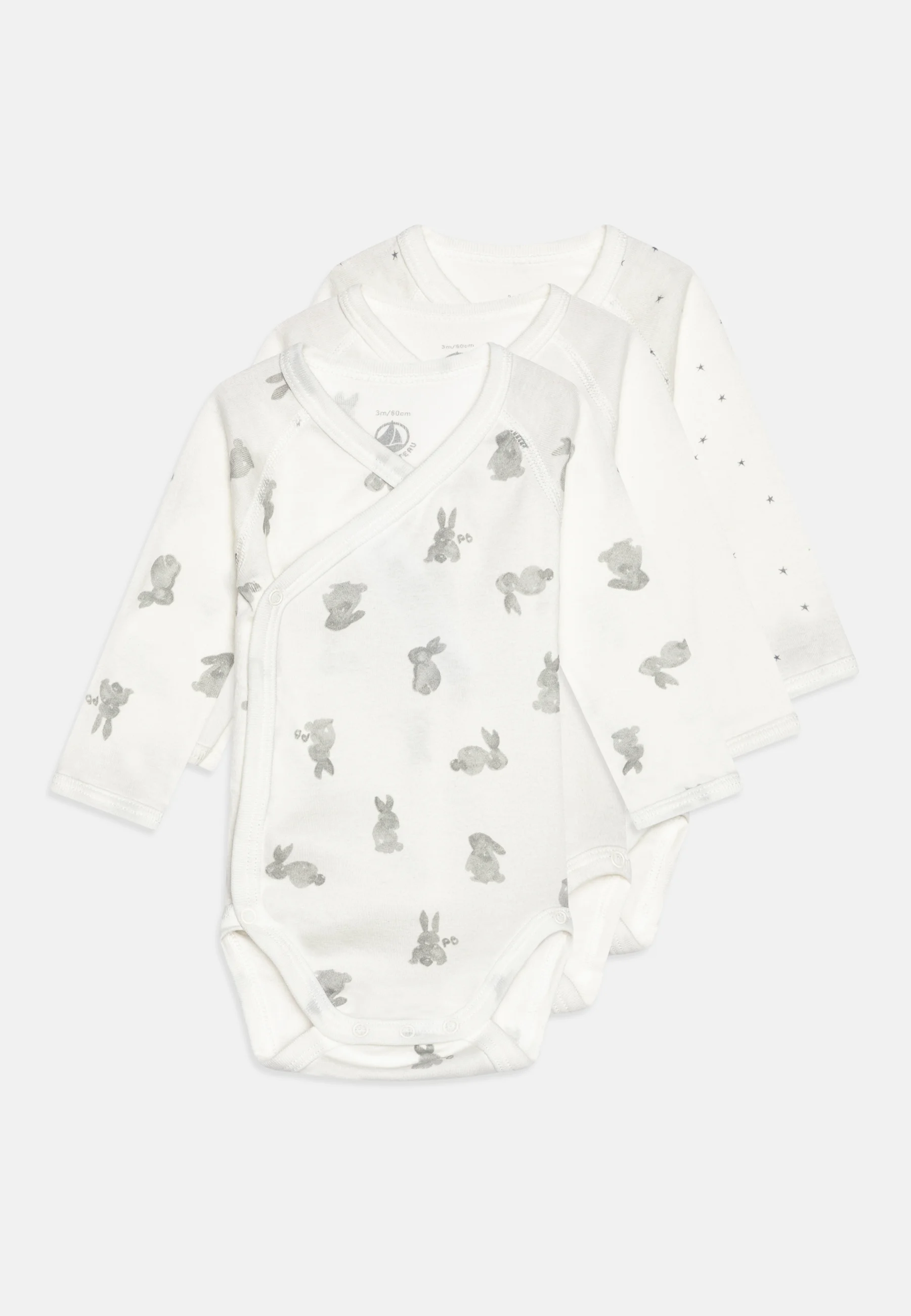 Petit Bateau BABY NAISS LAPIN UNISEX 3 PACK - Body