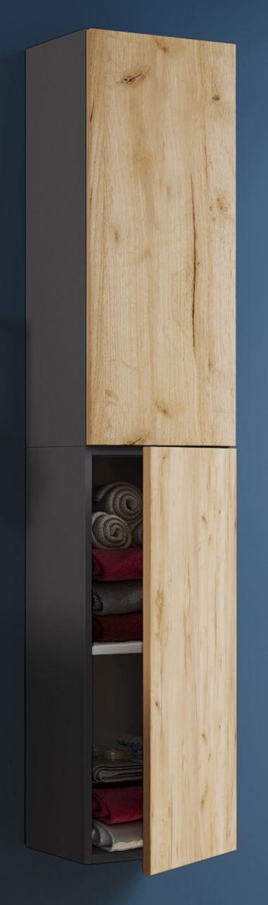 VCM Hochschrank Lendas Anthrazit/Honig-Eiche