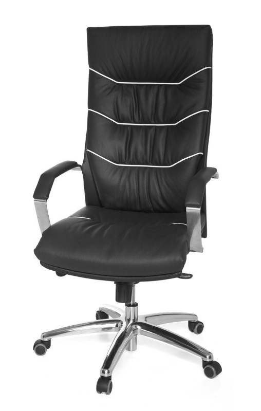 Amstyle XXL Chefsessel Ferrol Echtleder schwarz, 5-Punkt Multiblock-Mechanik, Bürostuhl bis 120kg
