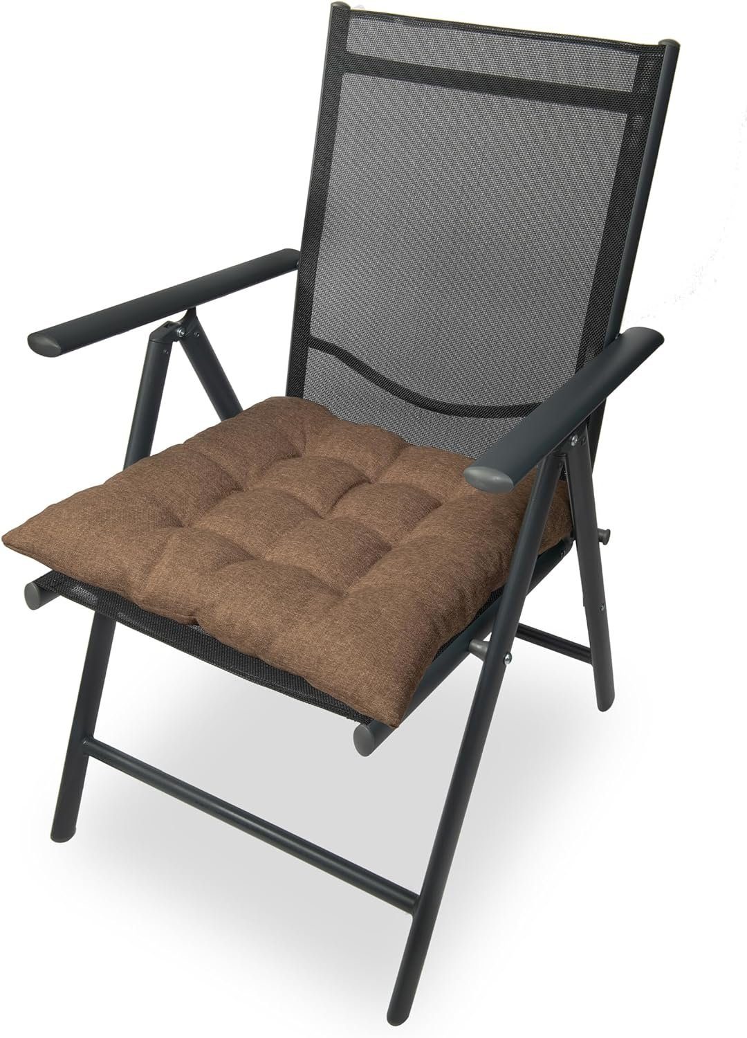 sunnypillow Stuhlkissen 4er Set Stuhlkissen mit Bändern Ontario, Braun