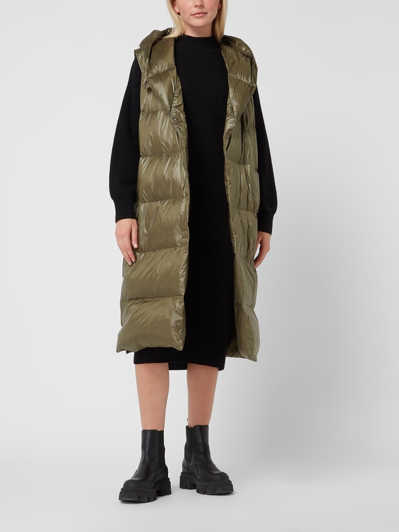 Daunenweste mit Kapuze in khaki