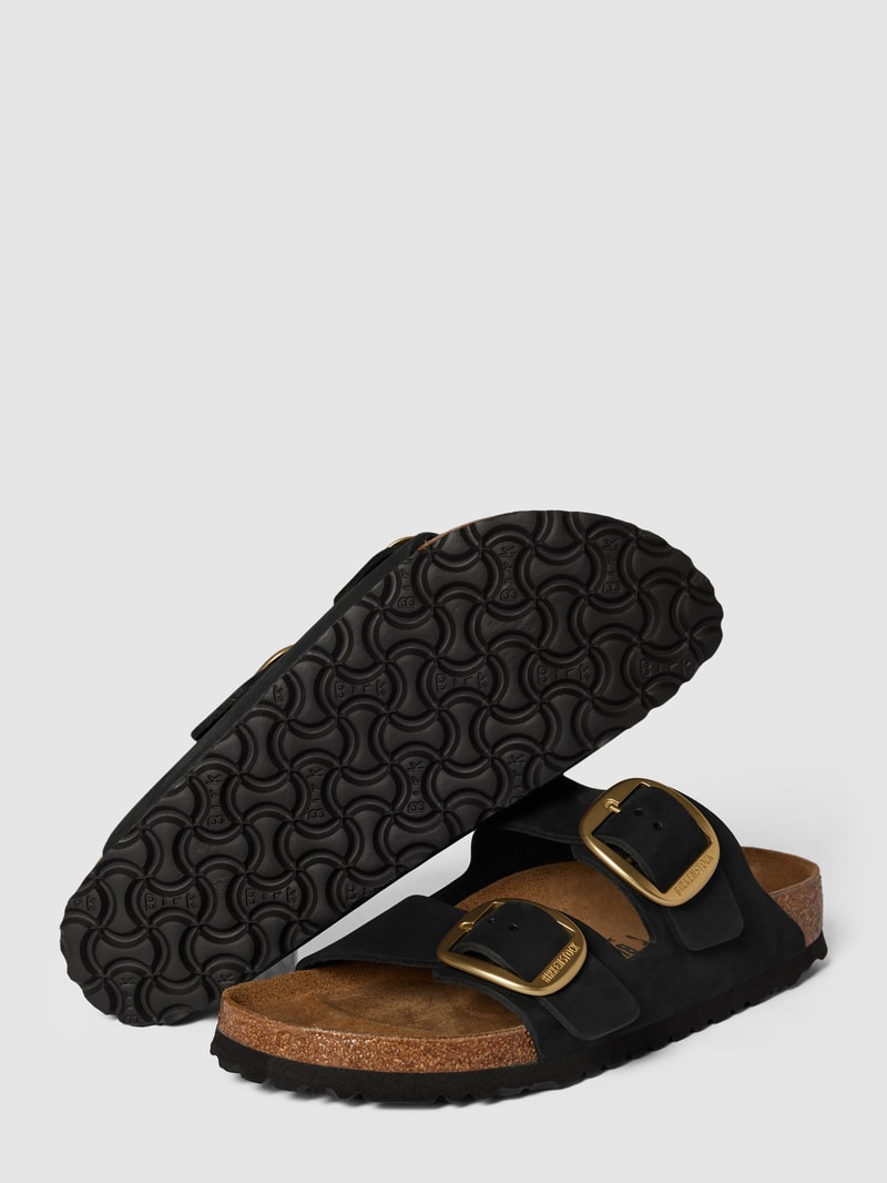 Slides mit Dornschließe in metallic Modell 'Arizona' in schwarz