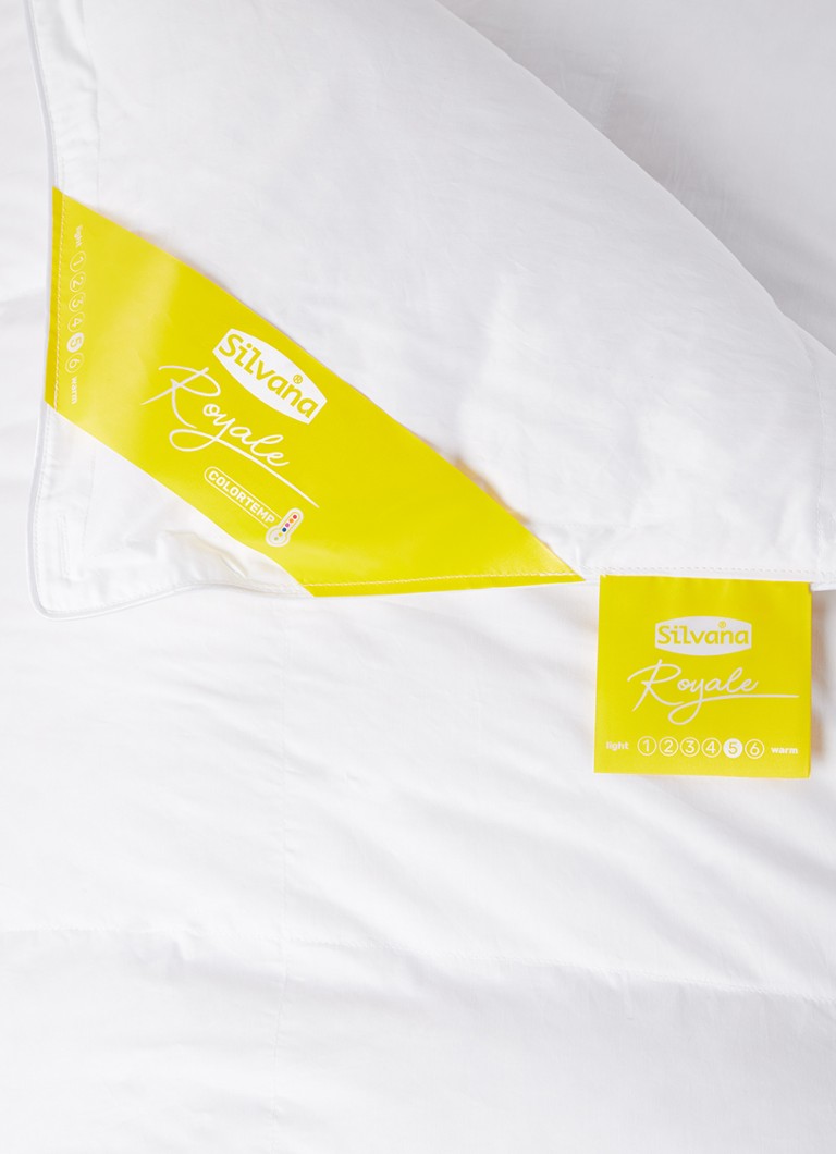 Pilotă Silvana Royale Yellow 5, călduroasă, pentru o persoană, confecționată din satin de bumbac, umplută cu puf de gâscă.
