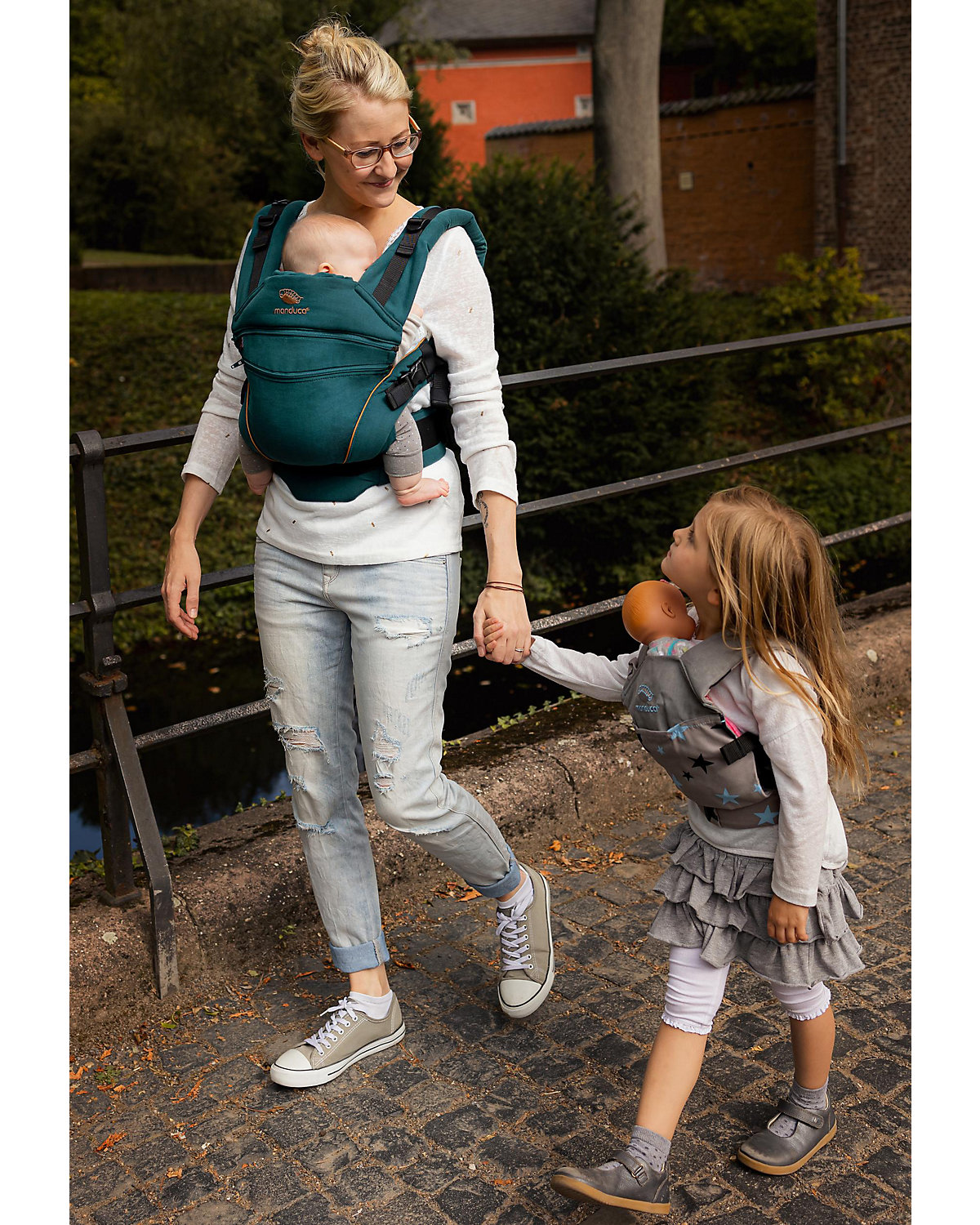 Babytrage XT Cotton, denimteal-toffee