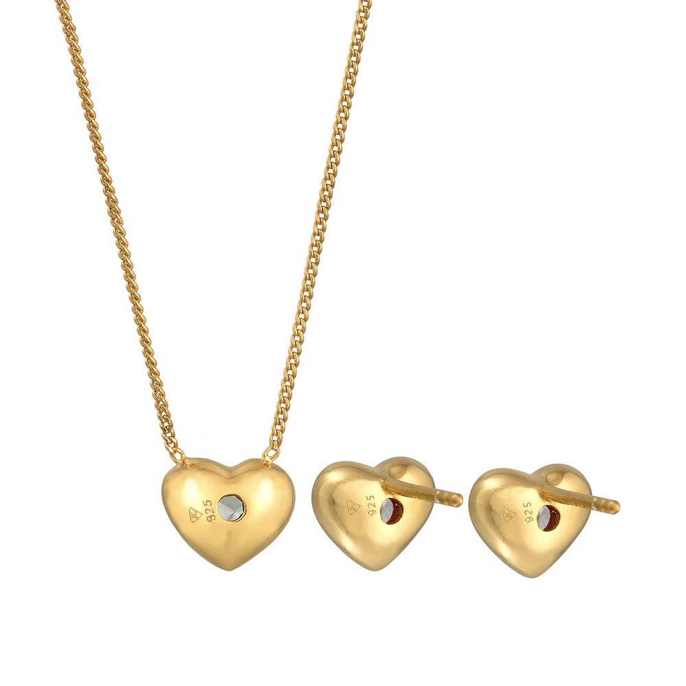 Elli Elli Ensemble de Bijoux Pendentif coeur pour femme Boucles d'oreilles élégantes a Bijoux