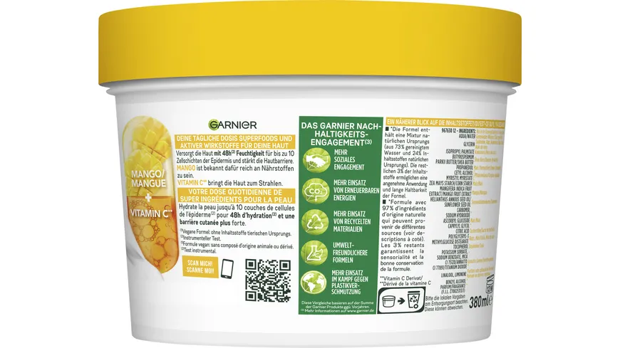 Garnier Body Superfood Mango Vitamin C Körpercreme 380 ml