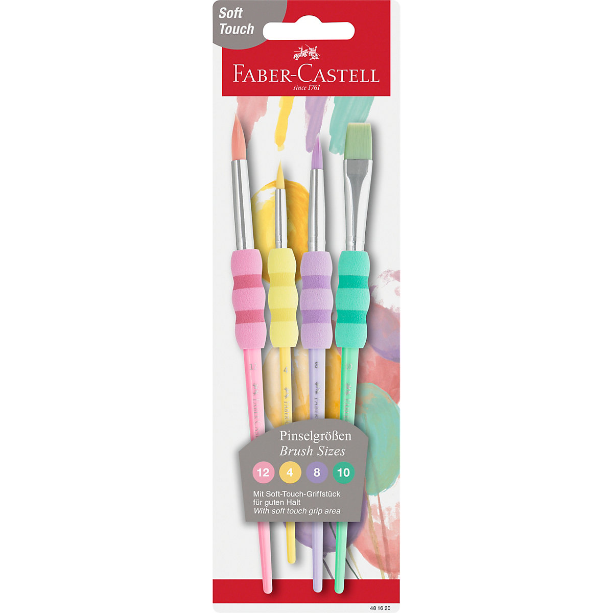 Schulmalpinsel Pastell mit Softgriff, 4 Stärken