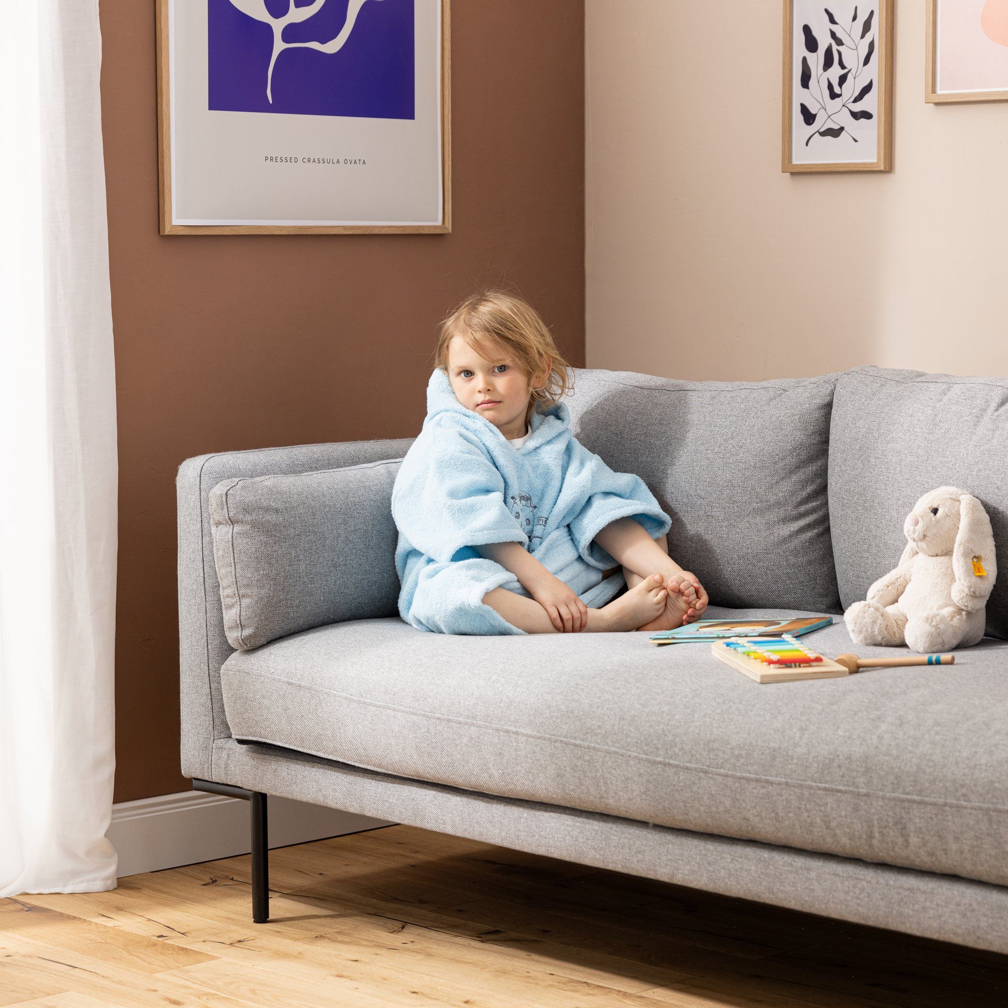 HOMELEVEL Bademantel Badeponcho Surfponcho für Kinder und Teenager mit Kapuze unisex, Baumwolle