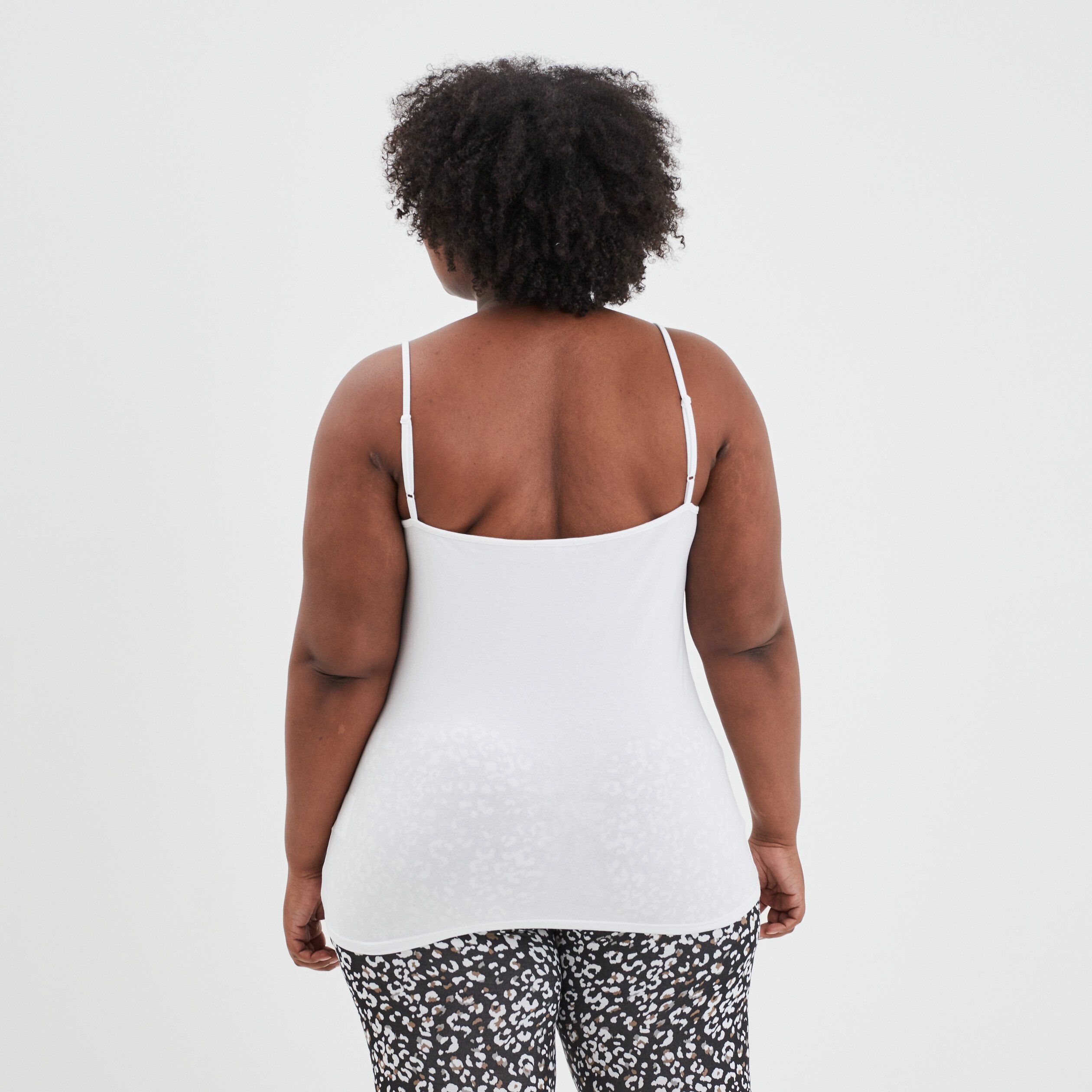 Débardeur col rond bretelles fines blanc femme grande taille | La Halle
