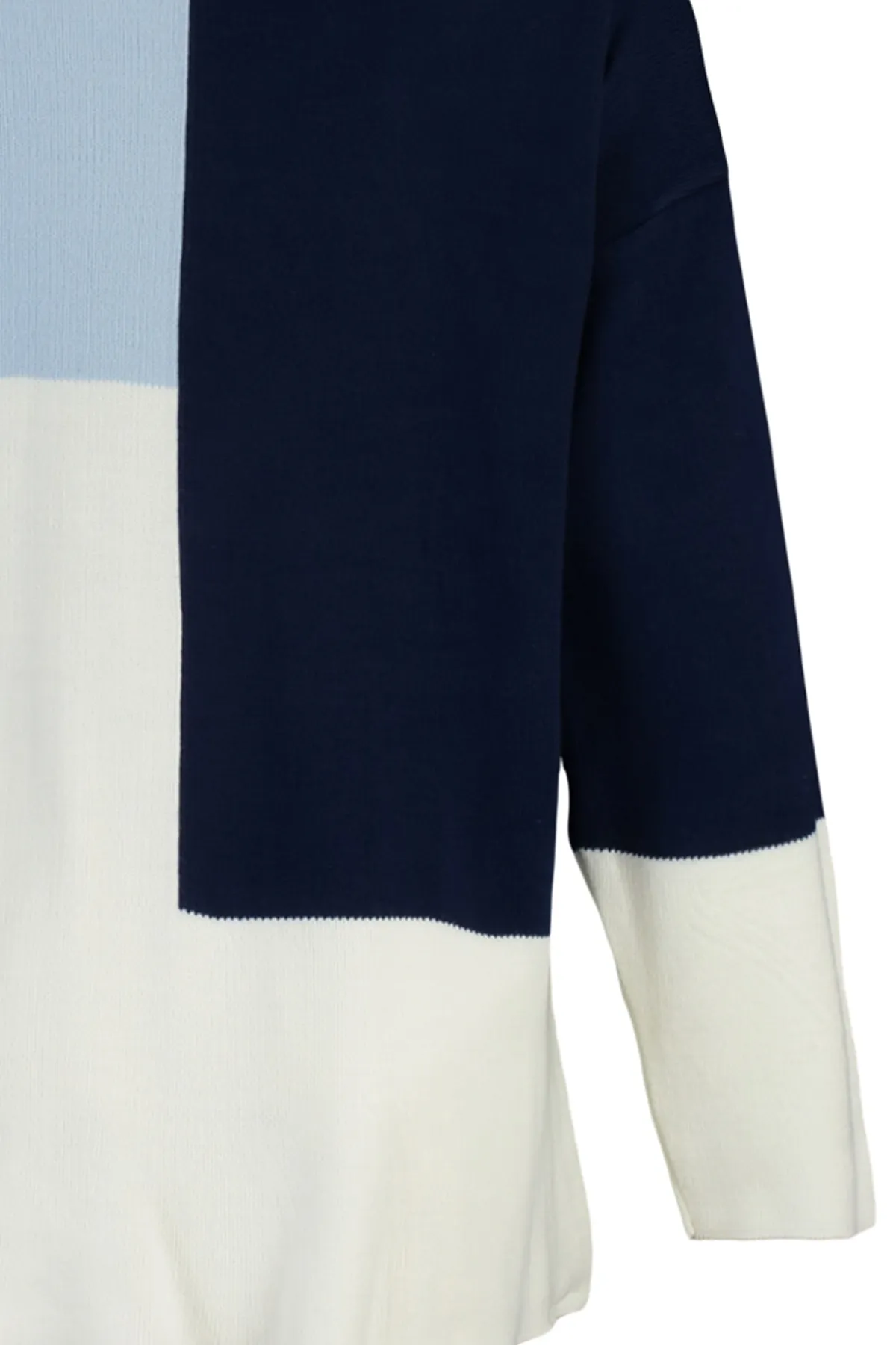 Trendyol Modest  Blauer, farbblockierter Strickpullover mit hohem Kragen TCTAW22AK0054