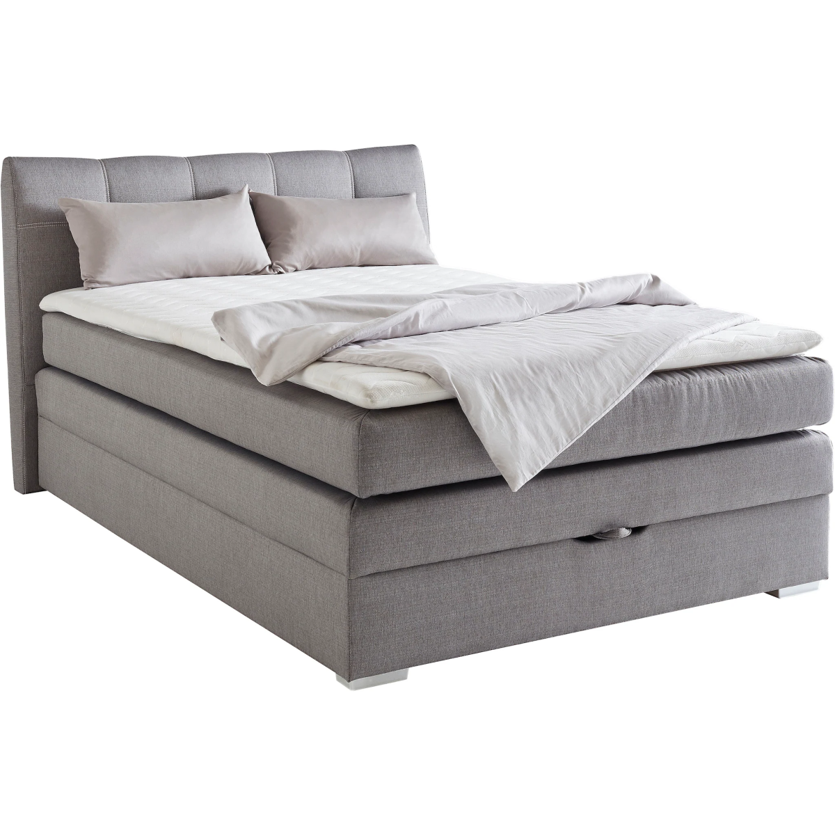 Boxspringbett Amelie mit Bettkasten Stoff Grau 140 x 200 cm