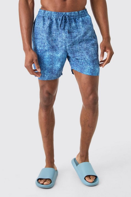 Mittellange Badehose im Denim-Look