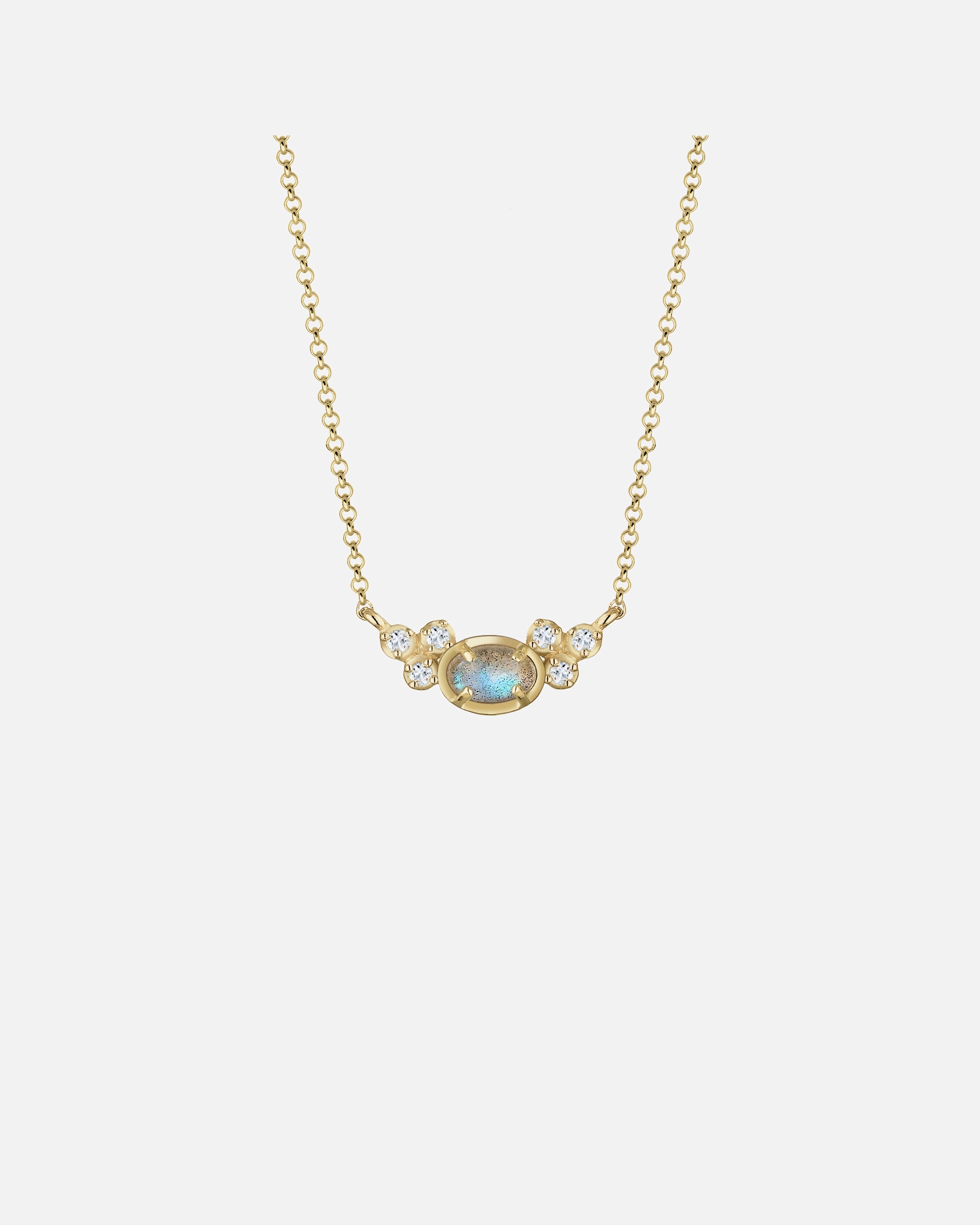 Collana da donna Elli a pois con pietre preziose di topazio e labradorite in argento sterling 925 placcato oro