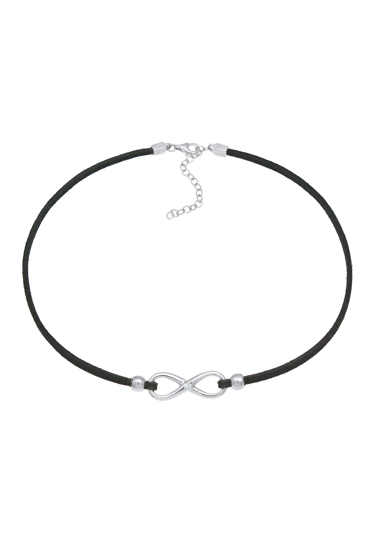 Elli Pelle sintetica con zirconi in argento sterling 925, simbolo dell'infinito