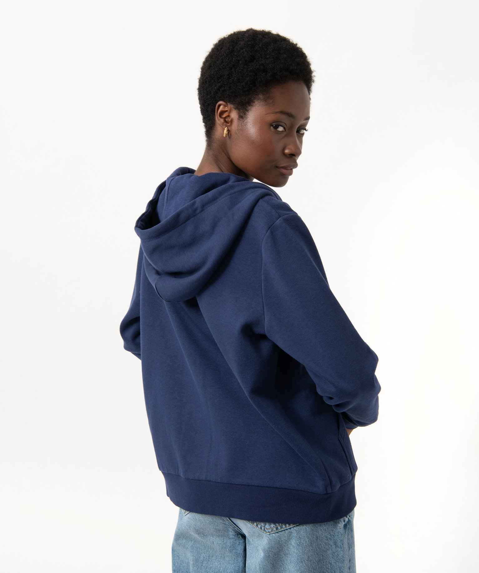Sweat zippé à capuche avec intérieur molletonné femme bleu | GEMO