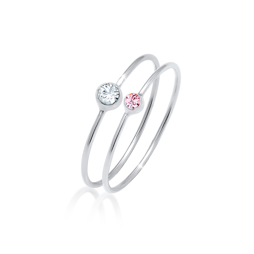 Elli Elli Bague Ensemble pour Femmes Élégant Basique avec Cristaux en Argent Sterling  Bague