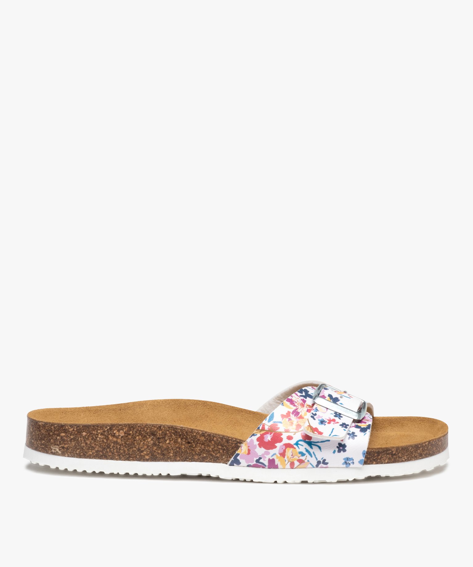 Mules femme plates avec bride à boucle inspiration Liberty blanc | GEMO