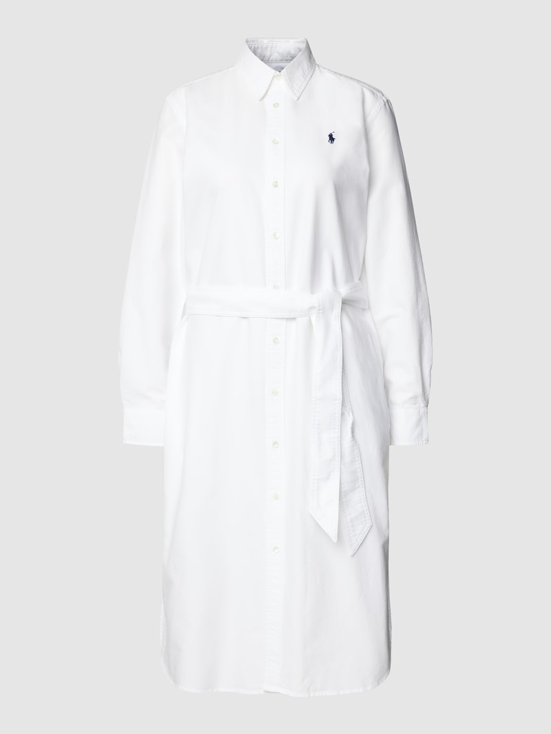 Blusenkleid mit Logo-Stitching und Knopfleiste Modell 'CORY' in weiss