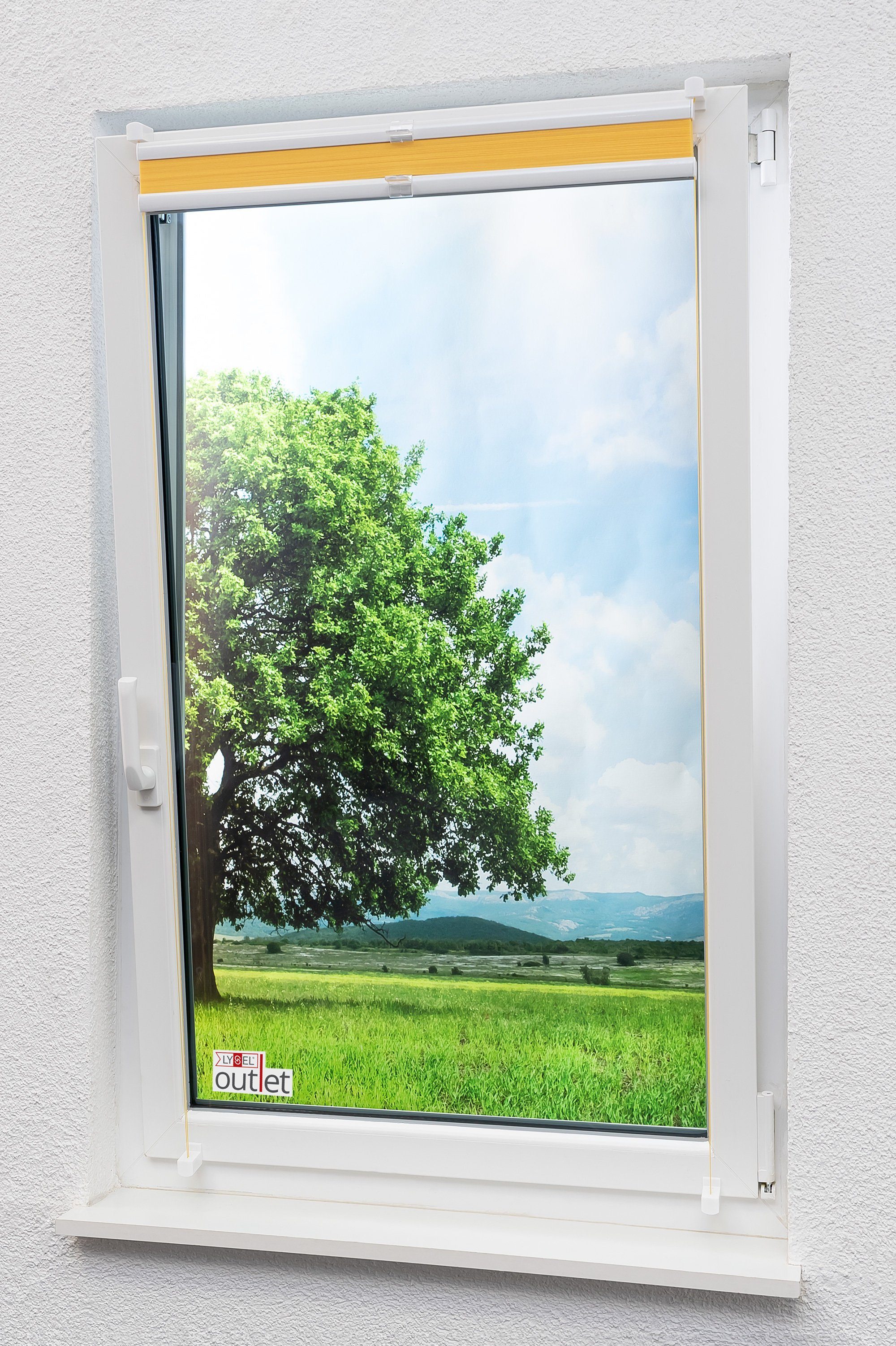 Plissee Rapid Klemmen Gelb, LYSEL®, blickdicht, HxB 130x45cm