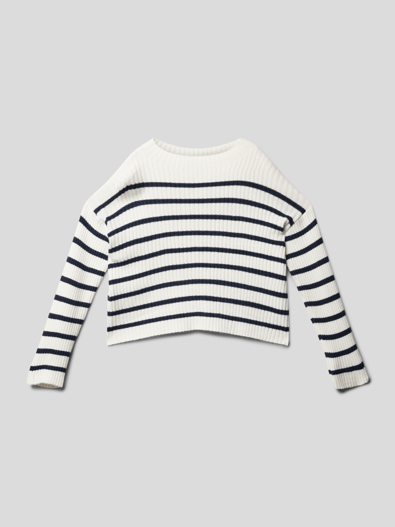 Strickpullover mit Streifenmuster in offwhite