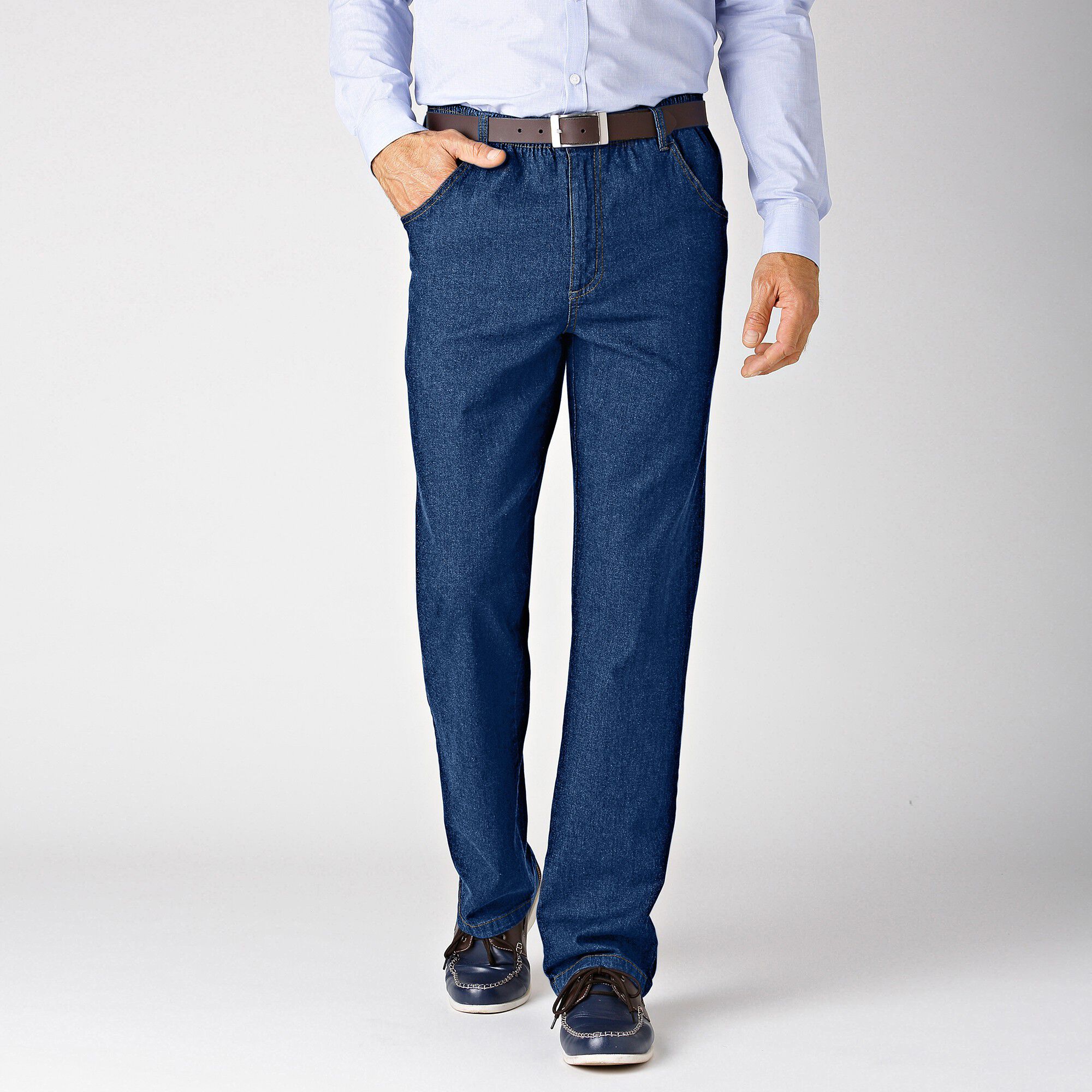 Jean droit taille élastiquée