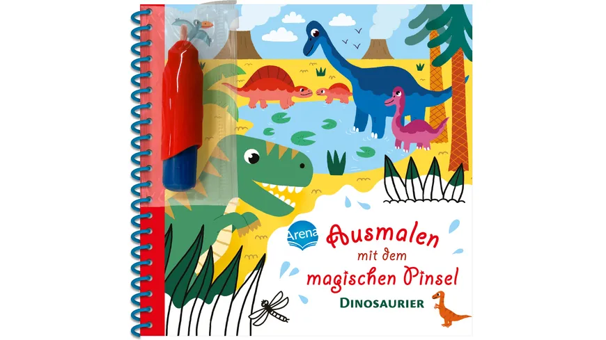 Ausmalen mit dem magischen Pinsel. Dinosaurier Malbuch mit Wassertankstift