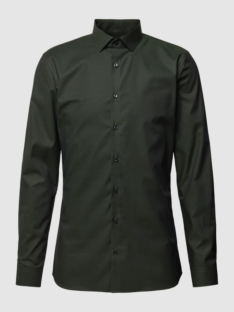 Super Slim Fit Business-Hemd mit Allover-Muster in grün