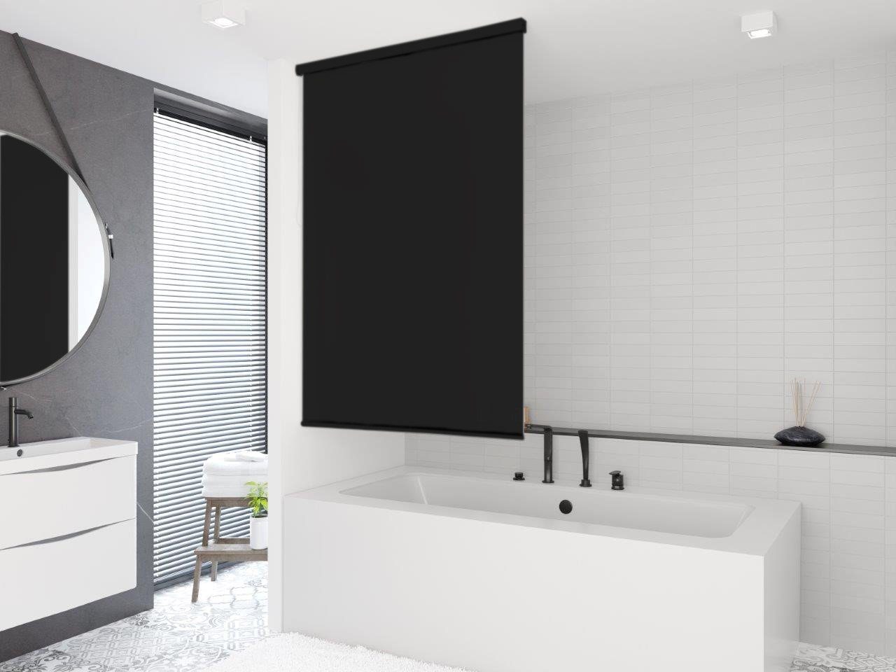 KS Handel 24 Duschrollo HALB KASSETTEN DUSCHROLLO MODELL UNI SCHWARZ 7 BREITEN ZUR WAHL Breite 60 cm