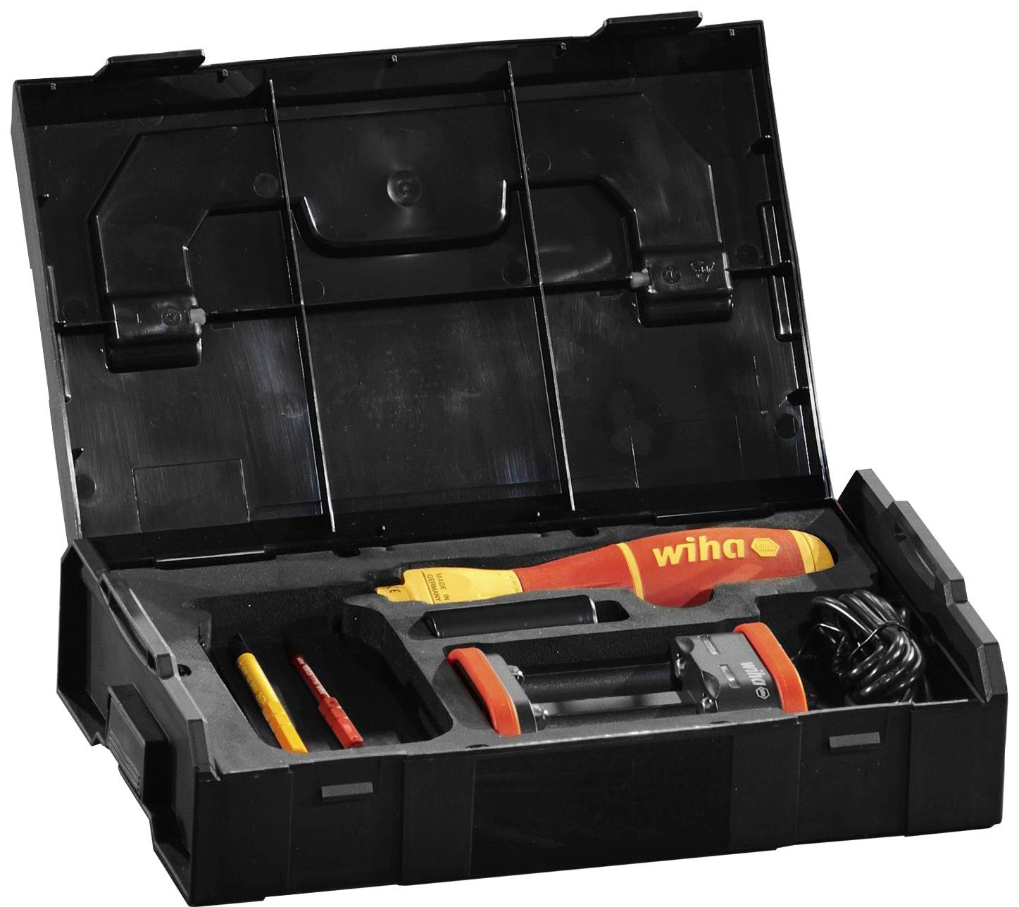 Wiha Schraubendreher E-Schraubendreher speedE® II electric (44318), (Set), 7-tlg. mit slimBits, Batterien und USB-Ladegerät in L-Boxx Mini