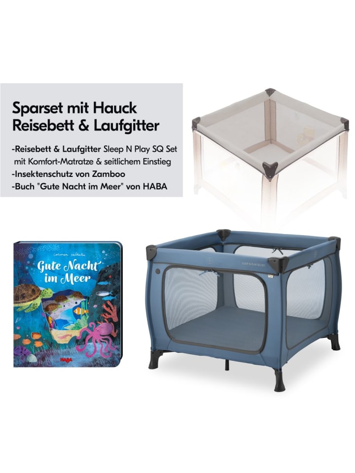 Hauck Reisebett & Laufgitter Sleep N Play SQ Set in blau günstig kaufen onesize