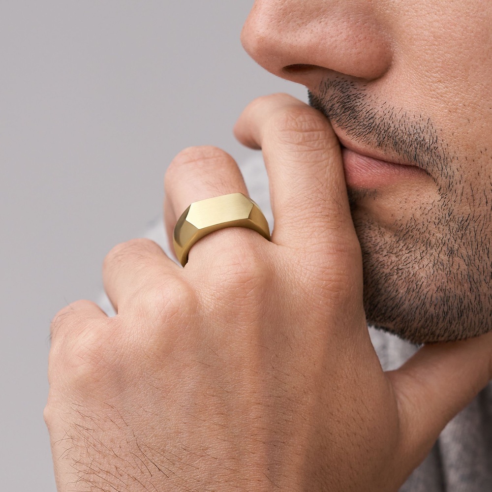 Fossil Bague pour hommes Acier inoxydable or Bague