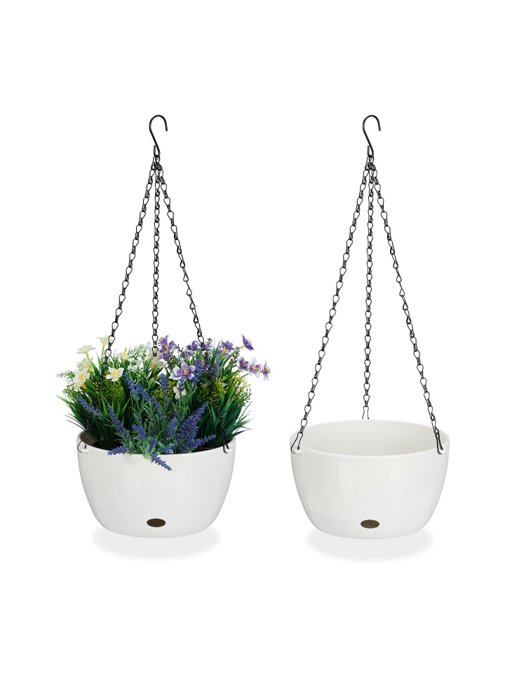relaxdays 2 x Blumenampel in Weiß - (H)60 x Ø24 cm günstig kaufen onesize