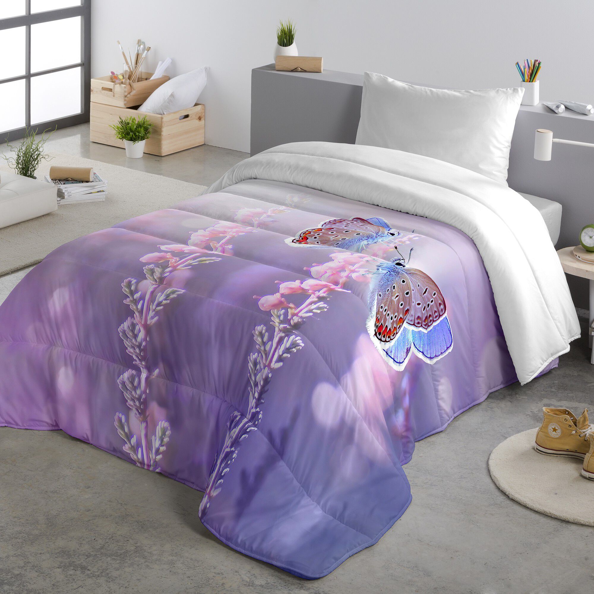Couette microfibre imprimée papillon 200 g/m²