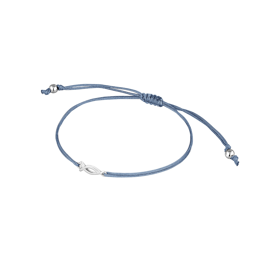 Elli Elli Bracelet Femmes symbole de la confirmation du poisson avec nylon bleu clair  Bracelet