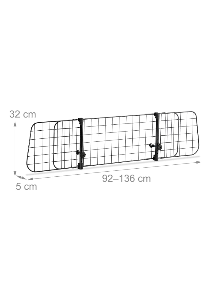 relaxdays Hundegitter Auto in Schwarz - (B)92-136 x (H)32 x (T)5 cm günstig kaufen onesize