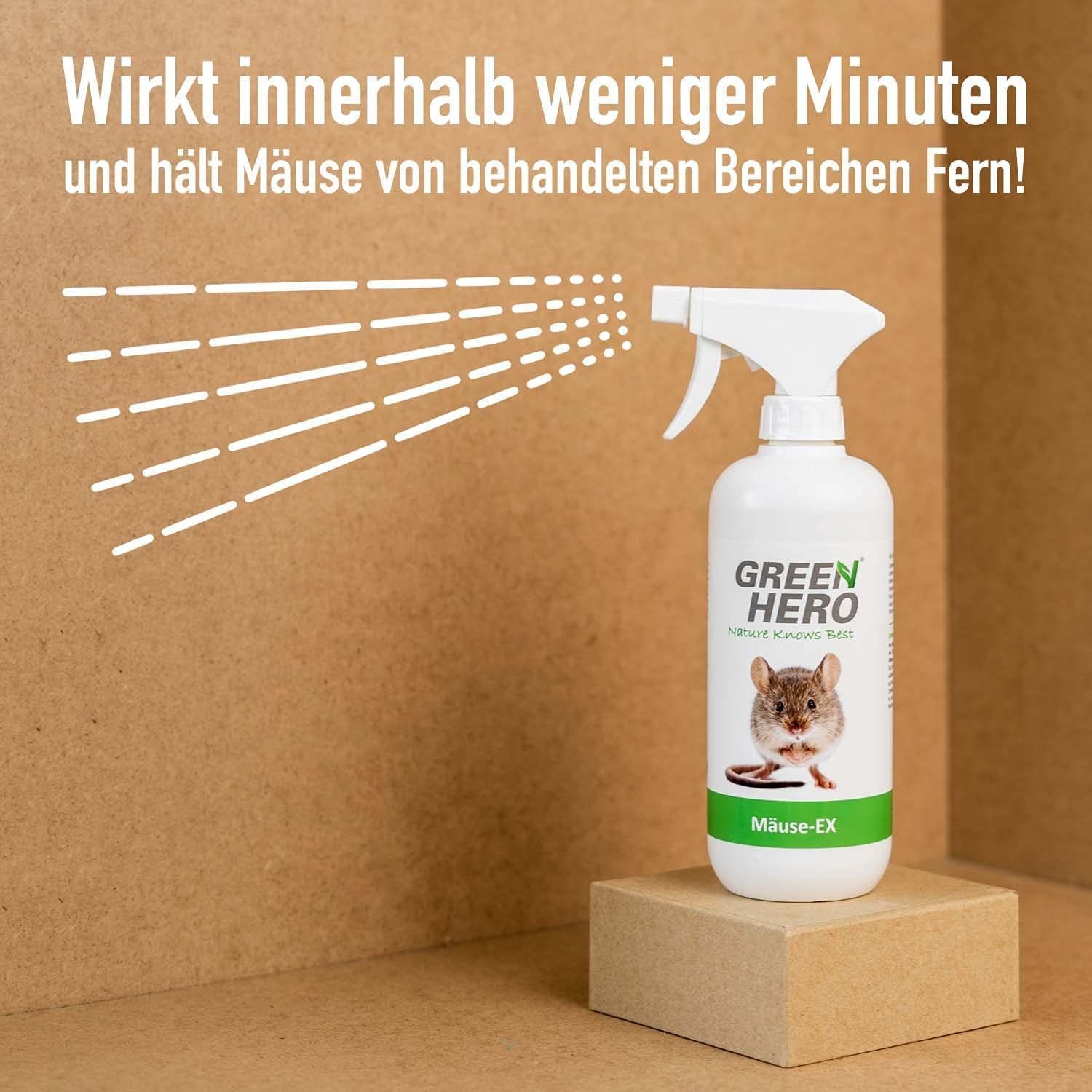 GreenHero Vergrämungsmittel Mäuse-Ex Spray zur Mäuseabwehr, 500 ml