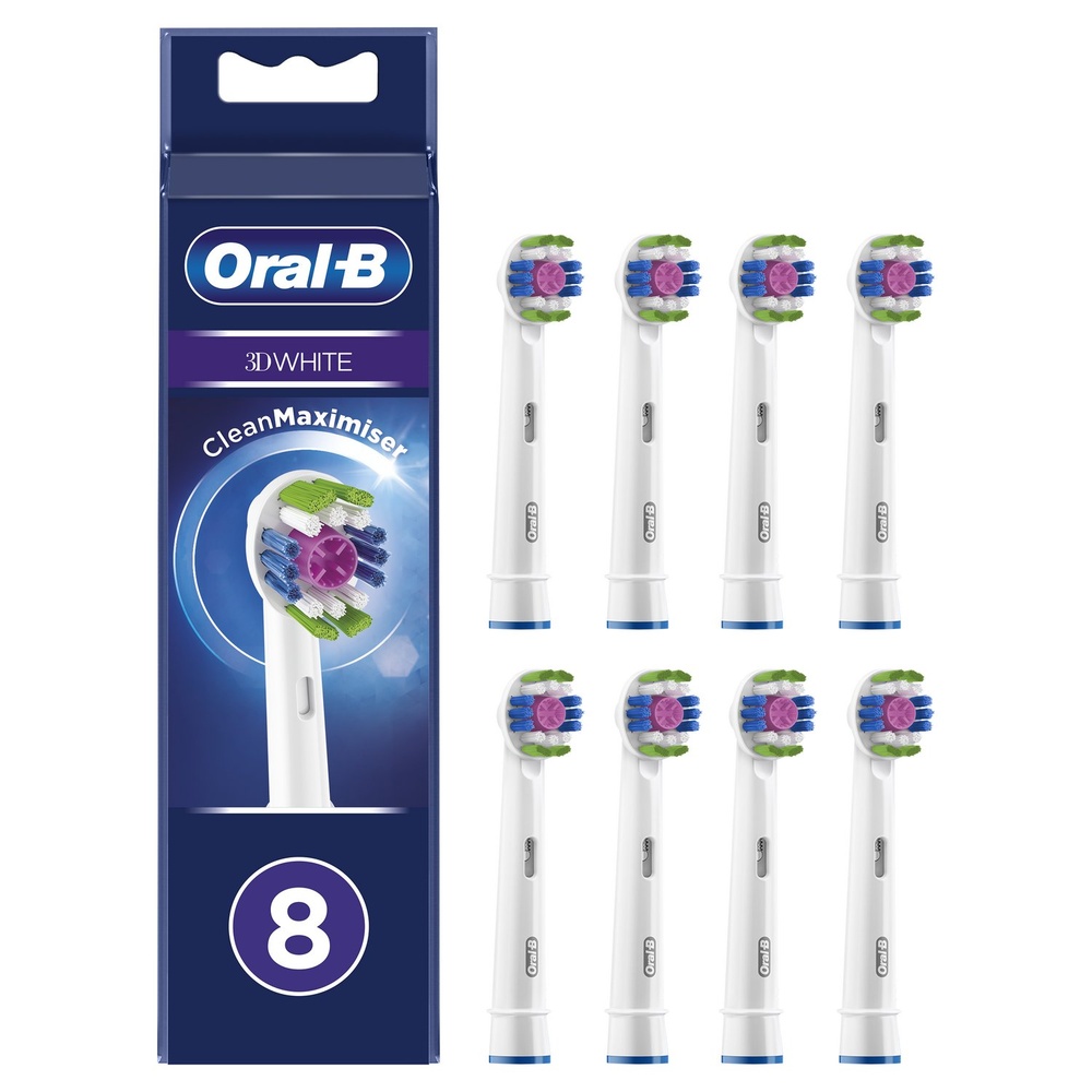 oral-b Oral-B 3D White Brossette Avec CleanMaximiser, 8 Brossettes De Rechange