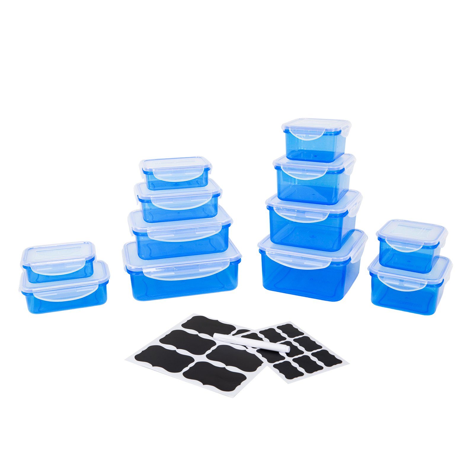 Plentyfy Frischhaltedose Frischesystem 24, Kunststoff, (Set, 24-tlg., 2x 240ml, 2x 400ml, 2x 500ml, 2x 700ml, 1000ml, 1200ml, 1500ml, 2000ml), Frischhaltedose mit Deckel - Vorratsdosen Set