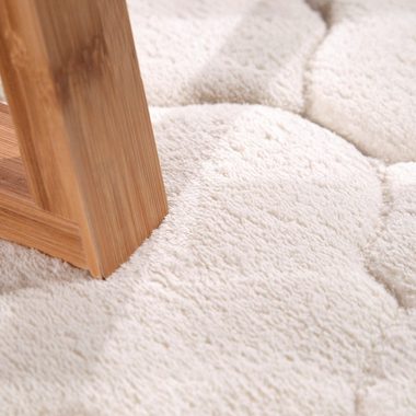 Badematte Corby 251 Paco Home, Höhe 13 mm, rutschhemmend beschichtet, fußbodenheizungsgeeignet, Polyester, rechteckig, Badteppich, Ornamente, Hoch-Tief Effekt, Memory-Foam Effekt