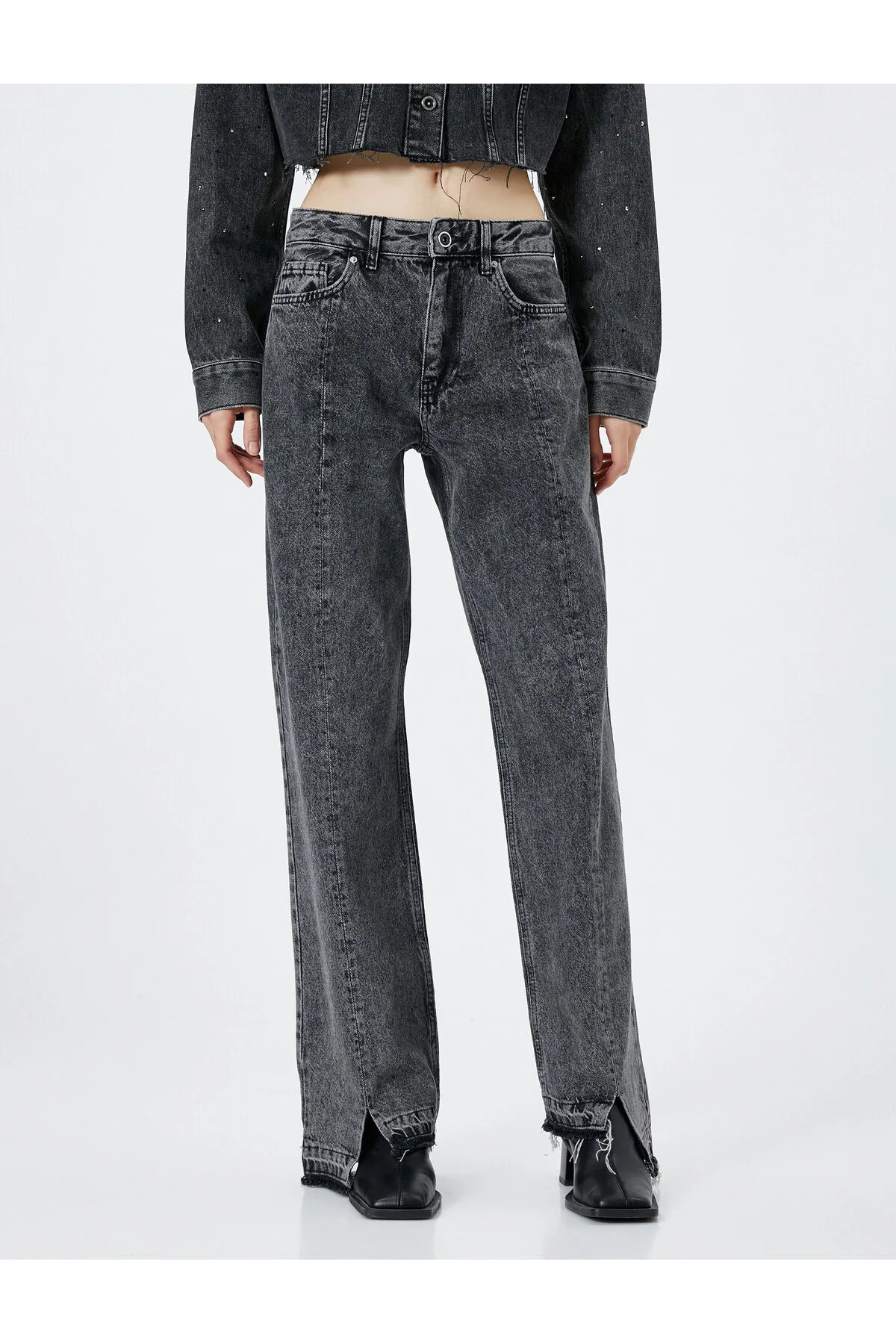 Koton  Jeans mit geradem Bein, Standardbund, Baumwolltasche – Nora Jeans