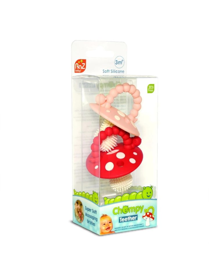 RaZbaby Beißringe 2er logopädisch Pilze für Babys 100% Silikon 3M  in Rosa günstig kaufen onesize
