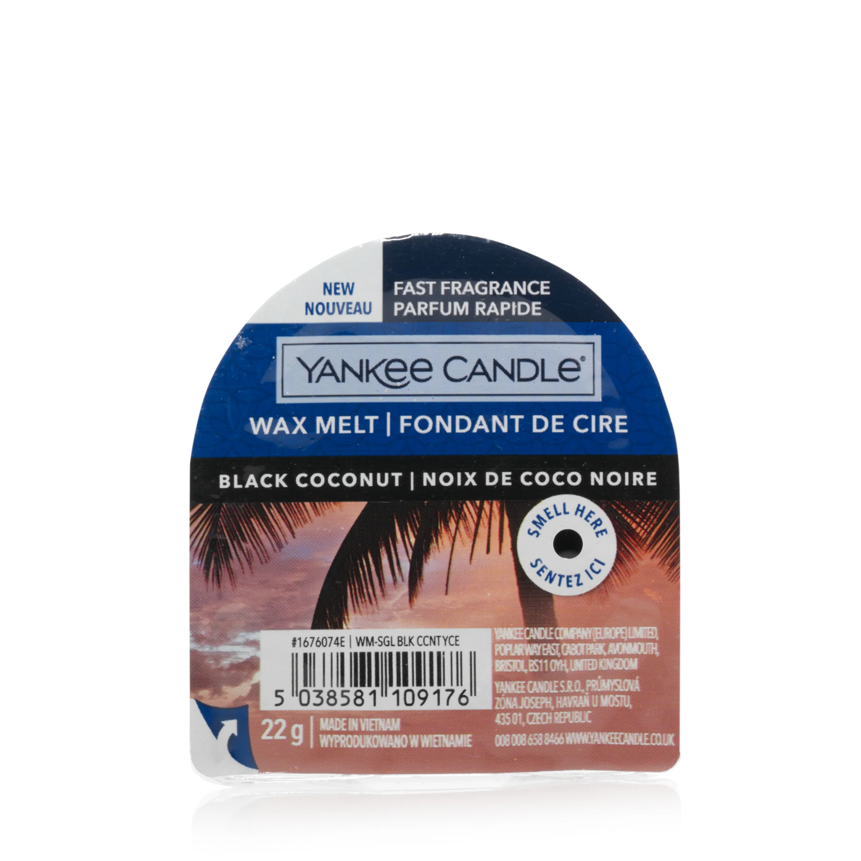 Lumânare parfumată cu ceară topită, nucă de cocos neagră