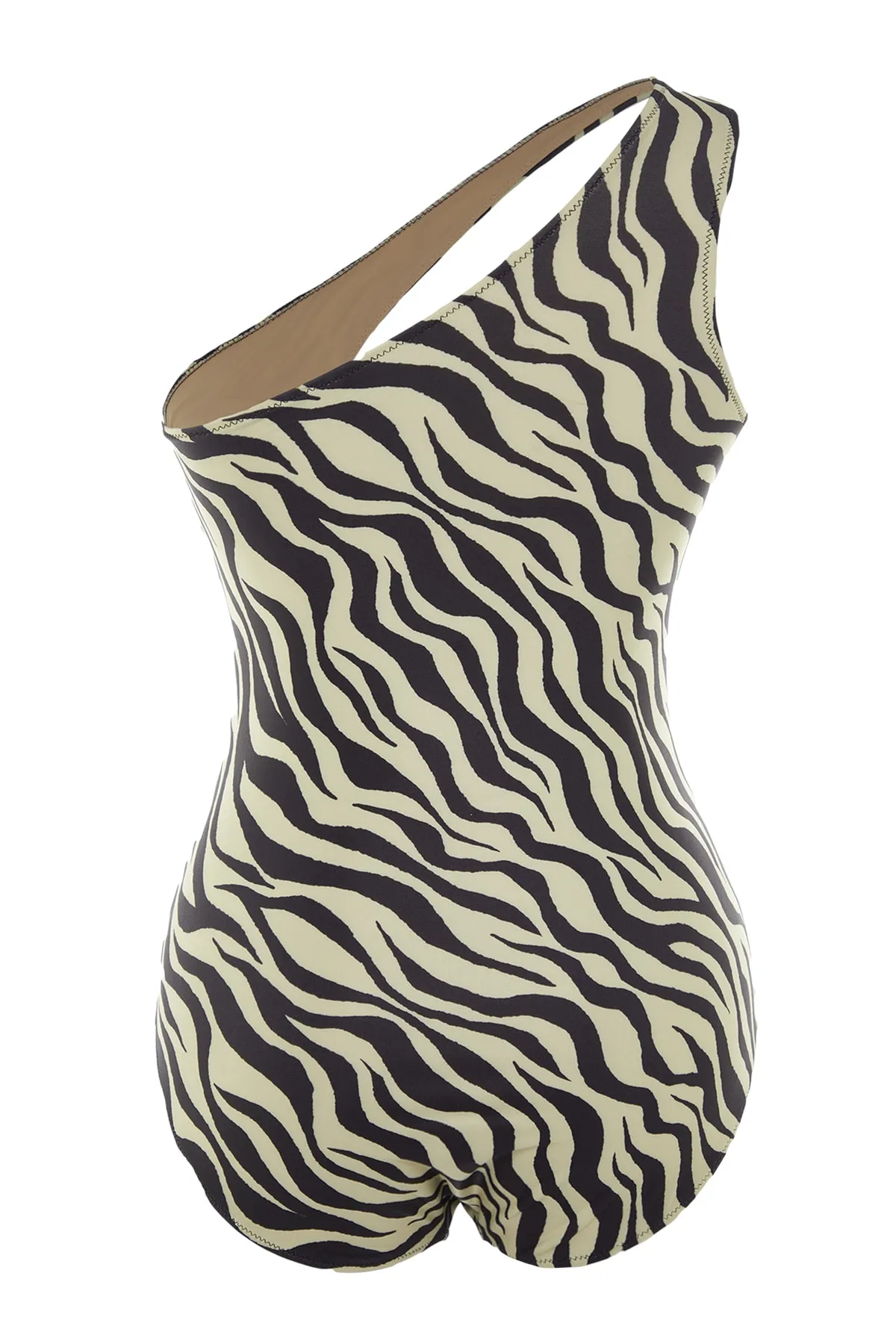 Trendyol Curve  One-Shoulder-Badeanzug mit Tiermuster TBBSS22MA0315